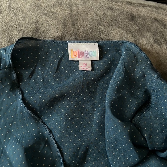 dusty blue with white polka dots LuLaRoe swim coverup / kimono NWT - Picture 5 of 5
